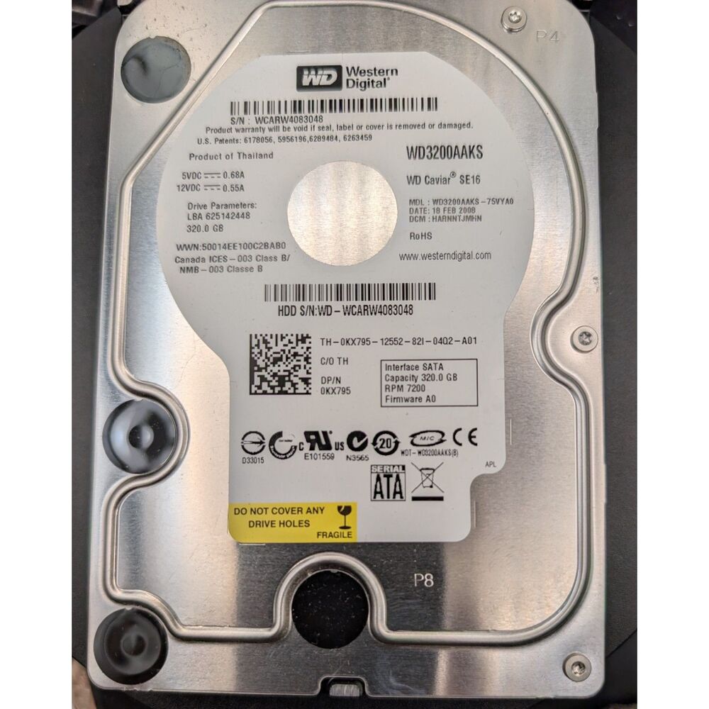 Western Digital WD3200AAKS – 320GB 7200RPM SATA HDD – Pulled Working, Parts Only